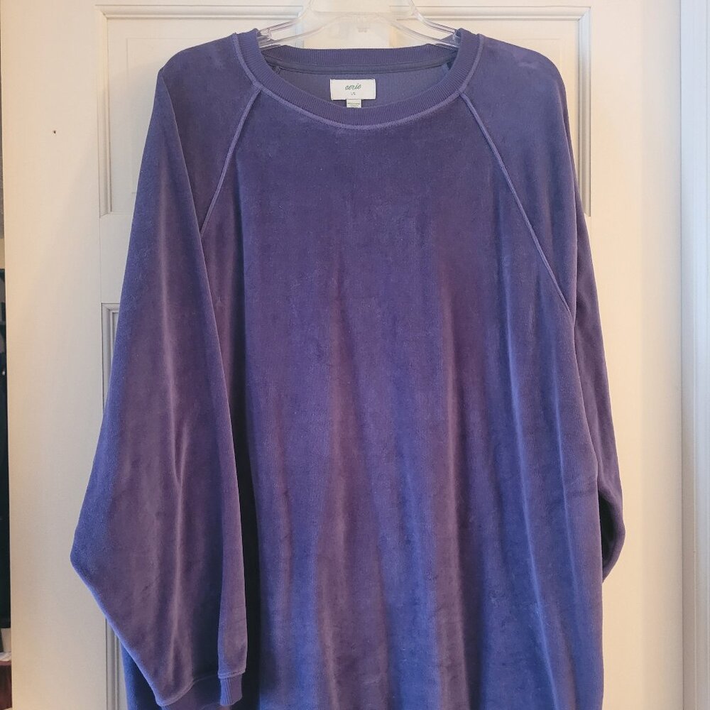 Aerie Velour Purple Oversize Sweater, Size Large